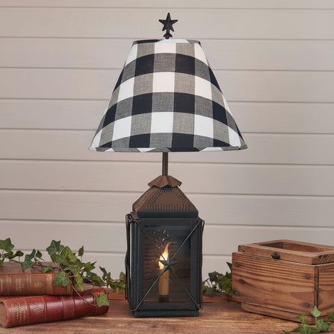 Black Star Buffalo Check Lantern Lamp-Lange General Store