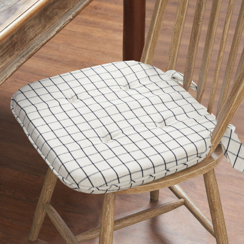 Black Windowpane Check Chair Pad-Lange General Store