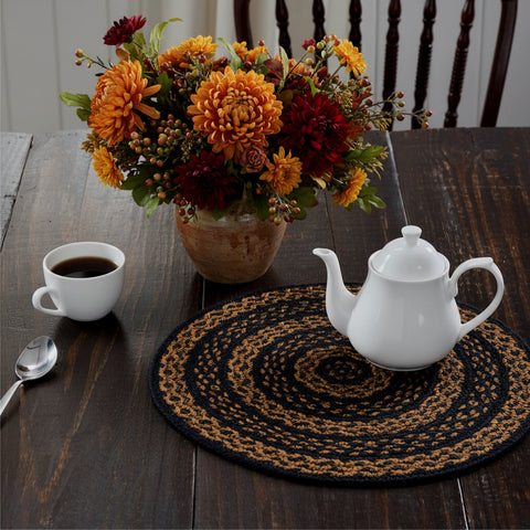 Blackstone Farm Braided 15" Trivet Set of 3 – Rustic Farmhouse Kitchen Styling with Fall Florals