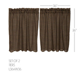 Black Check Tier Curtains 36"-Lange General Store