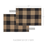 Black Check Placemat Set of 2-Lange General Store