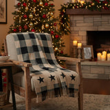 Black Check Star Woven Throw-Lange General Store