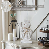Blizzard Bliss Distressed White Wooden Snowman-Lange General Store
