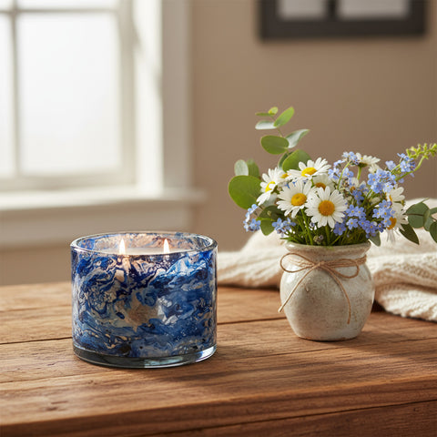 Blown Glass Tumbler Candle - Wind Blue-Lange General Store