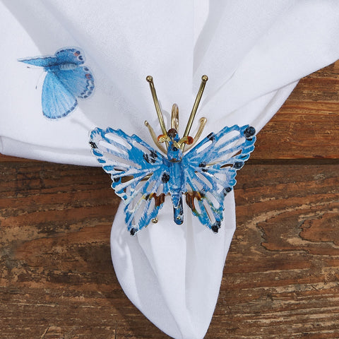 Blue Butterfly Napkin Rings-Lange General Store