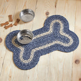 Blue Falls Dog Bone Braided Waterproof Rug Mat – Medium 15x23 – Indigo, Powder Blue, Natural
