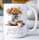 Autumn Fall Books & Coffee Rainy Day Mug-Lange General Store
