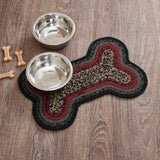 Boone Trace Dog Bone Braided Waterproof Rug Mat – Small 11.5x17.5 – Chili Pepper, Caviar, Natural, Grey