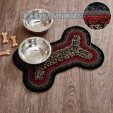 Boone Trace Dog Bone Braided Waterproof Rug Mat – Small – Rustic Cabin Dog Mat – Chili Pepper, Grey