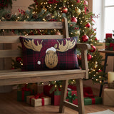 Boone Trace Red Black Plaid Holiday Moose Pillow-Lange General Store