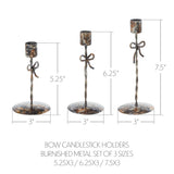 Bow Candlestick Holders Burnished Metal Set of 3-Lange General Store