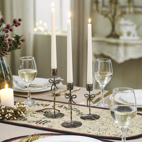 Bow Candlestick Holders Burnished Metal Set of 3-Lange General Store