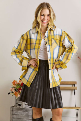Boyfriend Plaid Flannel Shacket - Butter-Lange General Store