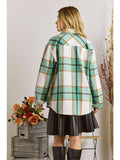Boyfriend Plaid Flannel Shacket - Mint Dusty-Lange General Store