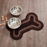 Brick Raven Dog Bone Braided Waterproof Rug Mat – Small 11.5x17.5 – Brick Red, Country Black, Dark Tan
