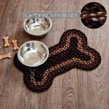 Image 7 (Small – infographic 2) Brick Raven Dog Bone Braided Waterproof Rug Mat – Small – Cabin Lodge Dog Mat – Brick Red, Dark Tan