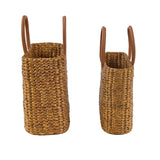 Brinkley Rattan Leather Handle Totes Set of 2