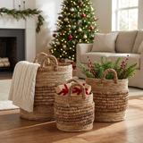 Brinkley Rattan Round Baskets in a square Christmas lifestyle scene