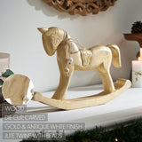 Brushed Gold Wooden Rocking Horse-Lange General Store