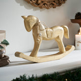 Brushed Gold Wooden Rocking Horse-Lange General Store