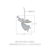 Brushed Metal Angel Ornament Set of 6-Lange General Store