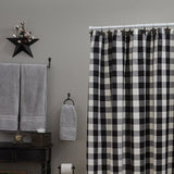 Buffalo Black and White Check Ruffled Shower Curtain-Lange General Store