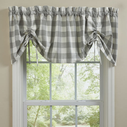 Wicklow Grey Buffalo Check Farmhouse Valance-Lange General Store