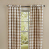Buffalo Natural Check Panel Curtains-Lange General Store