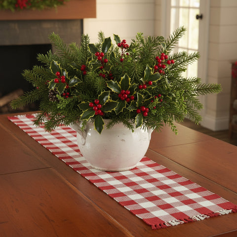 Buffalo Red and White Check Yarn Table Runners - Lange General Store