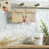 Bunny Hop Happy Spring 3 Bunnies Wall Sign w/ Twine-Lange General Store