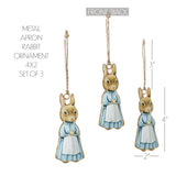 Bunny Hop Metal Apron Rabbit Ornament Set of 3-Lange General Store