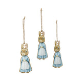 Bunny Hop Metal Apron Rabbit Ornament Set of 3-Lange General Store