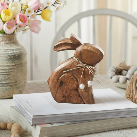Bunny Hop Wooden Bunny w/ Pearl Beads 6x7.25-Lange General Store