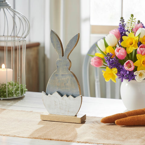 Bunny Hop Wooden Half Egg w/ Grey Bunny Silhouette 13"-Lange General Store