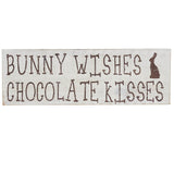 Bunny Wishes Chocolate Kisses Wooden Sign-Lange General Store