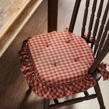 Burgundy Check Ruffled Chair Pad-Lange General Store