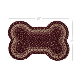 Burgundy Tan Dog Bone Braided Waterproof Rug Mat – Medium 15x23 – Indoor Outdoor Pet Bowl Mat