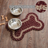 Burgundy Tan Dog Bone Braided Waterproof Rug Mat – Small – Heritage Farmhouse Dog Mat – Burgundy, Dark Tan