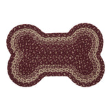 Burgundy Tan Dog Bone Braided Waterproof Rug Mat – Medium – Waterproof Dog Feeding Mat – Recycled PET