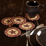 Burgundy Tan Star Jute Coasters-Lange General Store