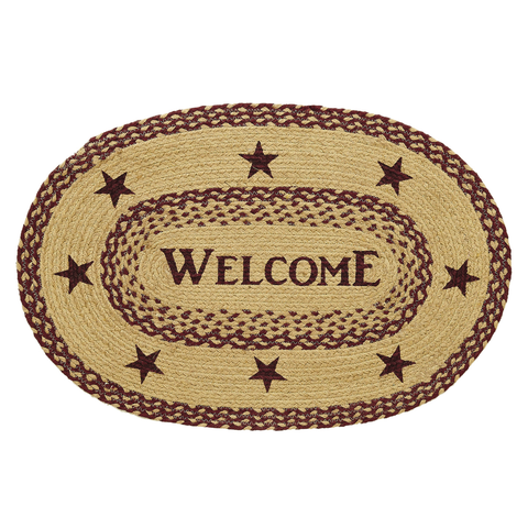 Burgundy Tan Star Welcome Rug – Lange General Store