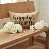 Burlap Happily Everafter Hearts Pillow-Lange General Store
