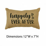 Burlap Happily Everafter Hearts Pillow-Lange General Store