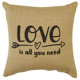 Burlap Love Is All You Need Pillow 10"-Lange General Store