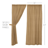 Burlap Natural Short Panel Curtains-Lange General Store