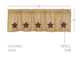 Burlap with Burgundy Stars Valance