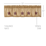 Burlap with Burgundy Stars Valance