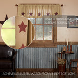 Burlap with Burgundy Stars Valance