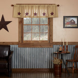 Burlap with Burgundy Stars Valance