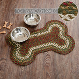 Cabin Patch Dog Bone Braided Waterproof Rug Mat – Medium – Rustic Cabin Dog Mat – Moss Green, Crimson